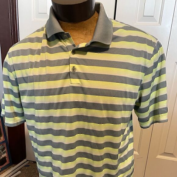 Nike Golf Tour Performance Mens Large Striped Polo - Picture 1 of 5